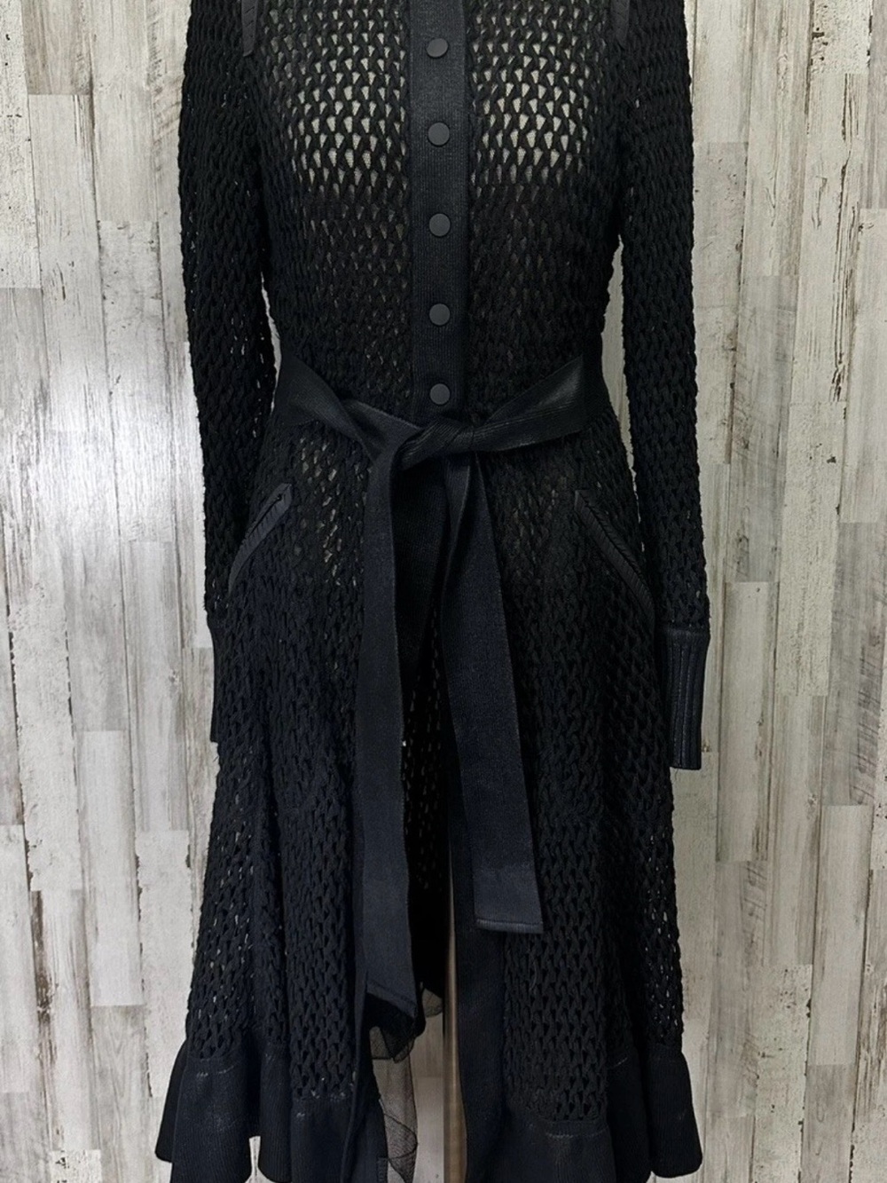 Black Byron Lars Knit Belted Long Sleeve Jacket